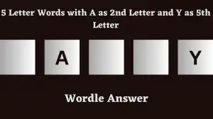 5 Letter Words with A as 2nd Letter and Y as 5th Letter All Words List