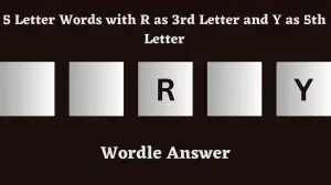 5 Letter Words with R as 3rd Letter and Y as 5th Letter All Words List