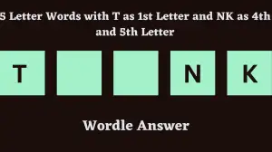 5 Letter Words with T as 1st Letter and NK as 4th and 5th Letter All Words List