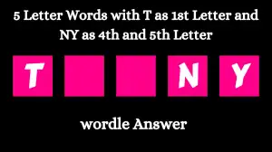 5 Letter Words with T as 1st Letter and NY as 4th and 5th Letter All Words List