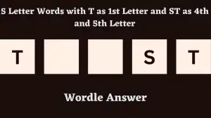 5 Letter Words with T as 1st Letter and ST as 4th and 5th Letter All Words List