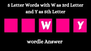 5 Letter Words with W as 3rd Letter and Y as 5th Letter All Words List