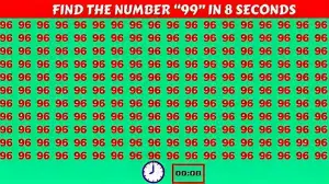 Observation Visual Test: Only a Smart Brain Can Spot Number 99 Within 8 Secs!