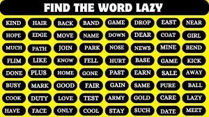 Only people with High IQ Can Find the Word Lazy in 14 Secs