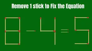 Solve the Puzzle Where 8-4=5 by Removing 1 Stick to Fix the Equation