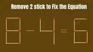 Solve the Puzzle Where 8-4=6 by Removing 2 Sticks to Fix the Equation