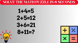 Brain Teaser IQ Test: Solve the Math Puzzle in 8 Secs