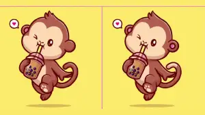 Only the smartest can spot 3 differences between the Monkey Drinking Juice pictures in 12 seconds