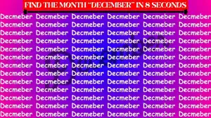 Visual Test: Only visually talented people can find the Word December in 8 seconds.