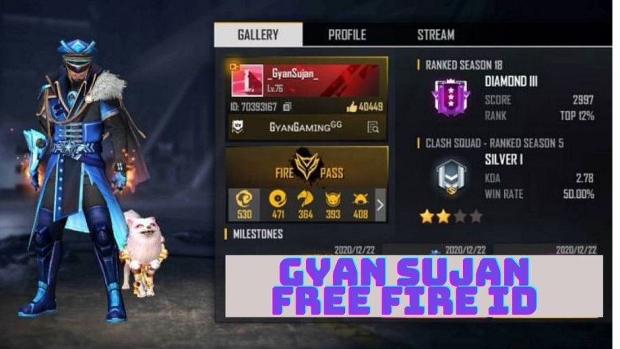 Gyan Sujan Free Fire: ID Number, Lifetime Stats,  Id Name, Gyan Sujan Youtube Channel, K/D ratio, and More