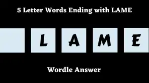 5 Letter Words Ending with LAME All Words List