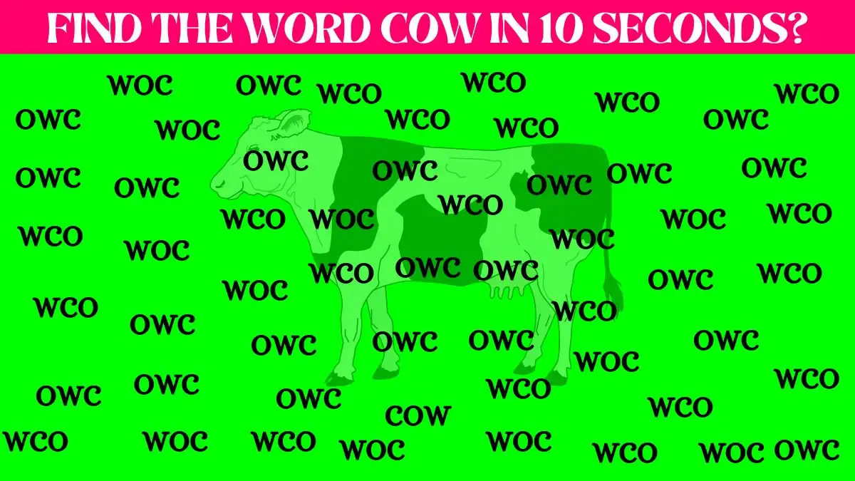 Eye Power Challenge: Spot the Secret Word COW in 8 Secs! Unleash Your Observational Skills and Test Your Visual Mastery!