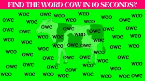 Eye Power Challenge: Spot the Secret Word COW in 8 Secs! Unleash Your Observational Skills and Test Your Visual Mastery!