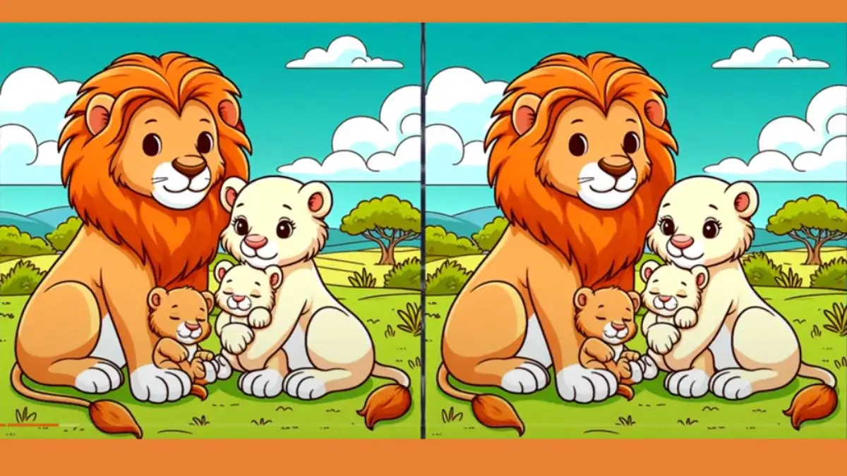 Spot the Difference Game: Only extra observant people can spot 3 differences in the Lion Family pictures in 15 seconds.