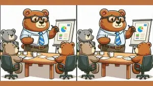 Spot the Difference Picture Puzzle: Only high-definition eyes Can Spot the 3 differences in the Bears Classroom Picture in 18 Secs