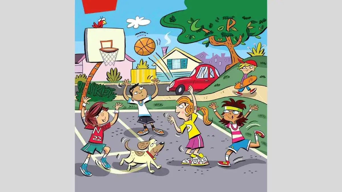 Observation Visual Test: Only Extra Sharp Eyes Can spot the 6 Hidden Words in the Children Playing Basketball Picture within 18 secs?