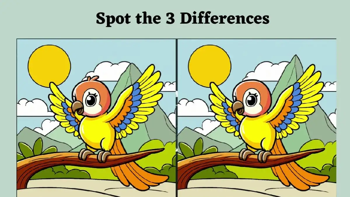 Optical Illusion Spot the Difference Game: Only the Eagle Eyes Can Spot the 3 Differences in the Parrot Picture in 8 Secs