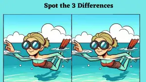 Optical Illusion Spot the Difference Game: Use your sharp eyes to spot 3 differences between the swimming girl pictures in 10 seconds!