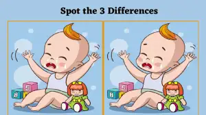 Optical Illusion Spot the Difference Picture Puzzle Game: Only smart people can spot 3 differences in this Baby Crying  Pictures in 10 seconds