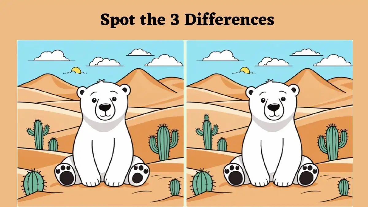 Spot the Difference Game: Only Smart Observer Can Spot the 3 Differences in this Polar Bear Image in 12 Secs