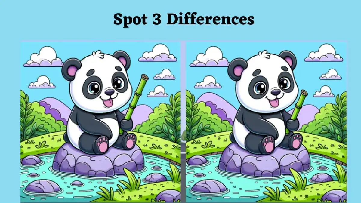 Spot the Difference Game: Only the cleverest minds can spot 3 differences in this Panda Picture in 10 second