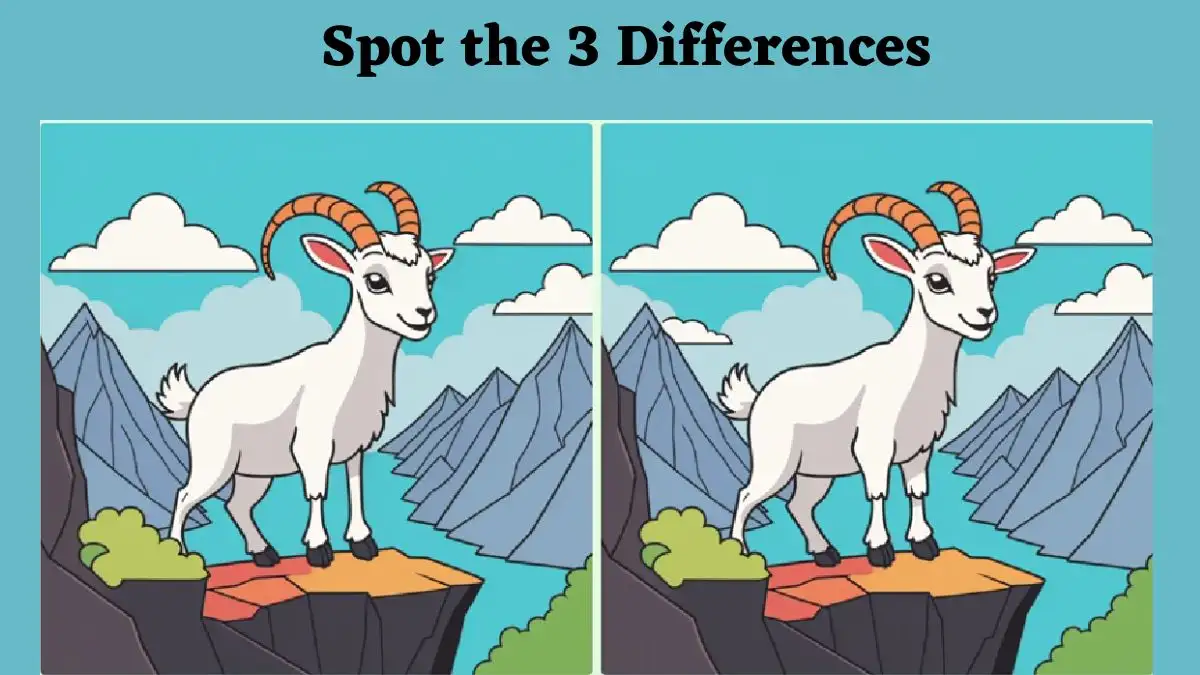 Spot the Difference Picture Puzzle Game: Only Genius can Spot the 3 Differences in this Mountain Goat Picture in 15 Secs