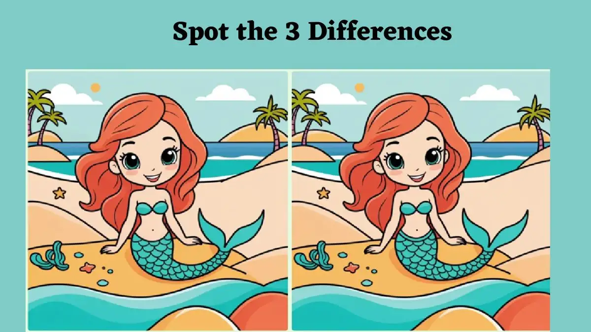 Spot the Difference Picture Puzzle Game: Only the sharpest eyes can spot 3 differences in the Mermaid Picture in 15 Secs