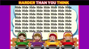 Brain Teaser IQ Test:  Test your detective skills by finding the Word Ride among Hide in 7 Secs