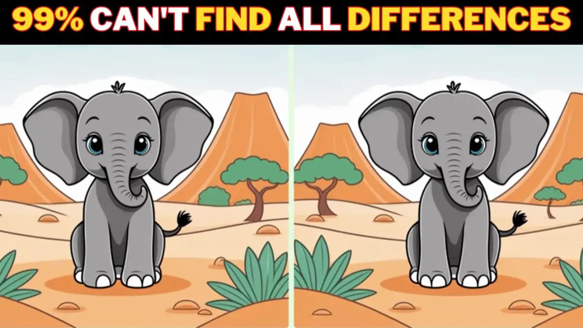 Brain Teaser Picture Puzzle Game: Do you have razor-sharp eyes? Spot 3 differences between Elephant pictures in 10 seconds!