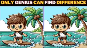 Brain Teaser Spot the Difference Game: Only Sharp Eyes Can Spot the 3 Differences in this Boy Surfing Image in 12 Secs