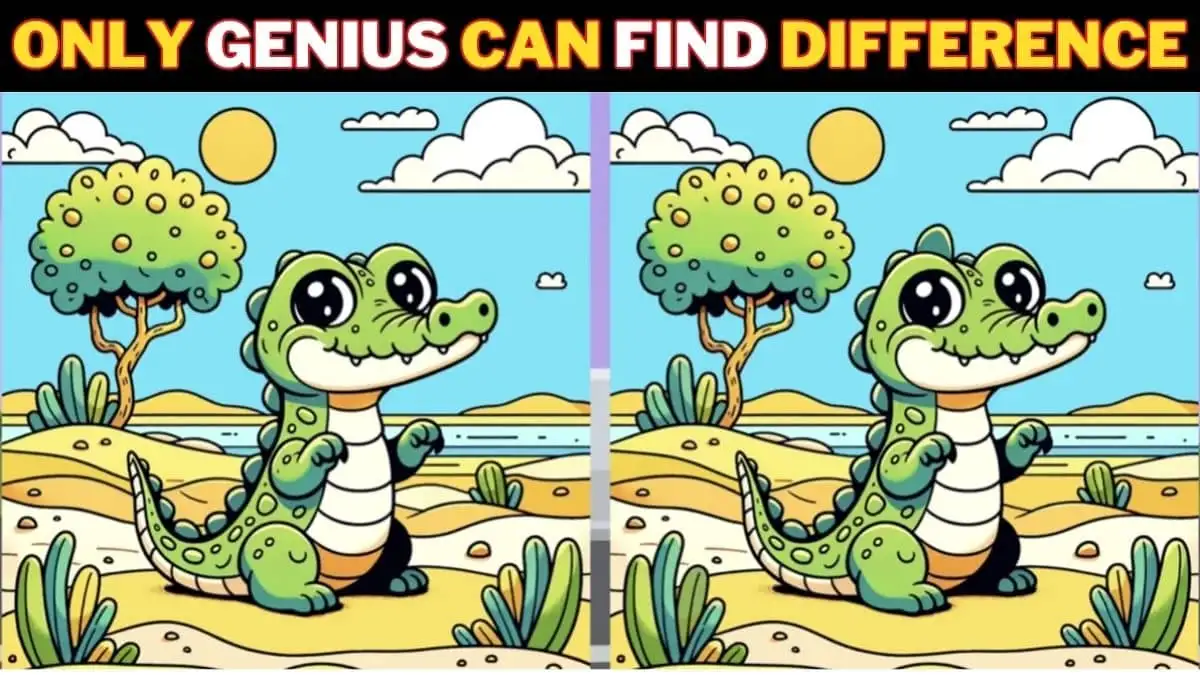 Optical Illusion Picture Puzzle Game: Only people with outstanding vision can spot 3 differences in this Crocodile picture within 8 seconds