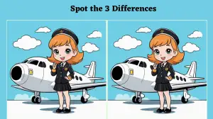 Optical Illusion Spot the Difference Picture Puzzle: Test your observation skills and spot 3 differences in this Air hostess Pictures in 12 seconds