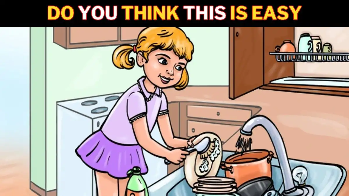 Picture Puzzle IQ Test: Only Geniuses Can Spot the Mistakes In This Girl Dish Washing Picture. Can You?